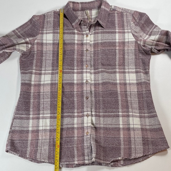 Kuhl Kamila Flannel Plaid Button Down Long Sleeve Shirt Purple and White Women L - Picture 11 of 12